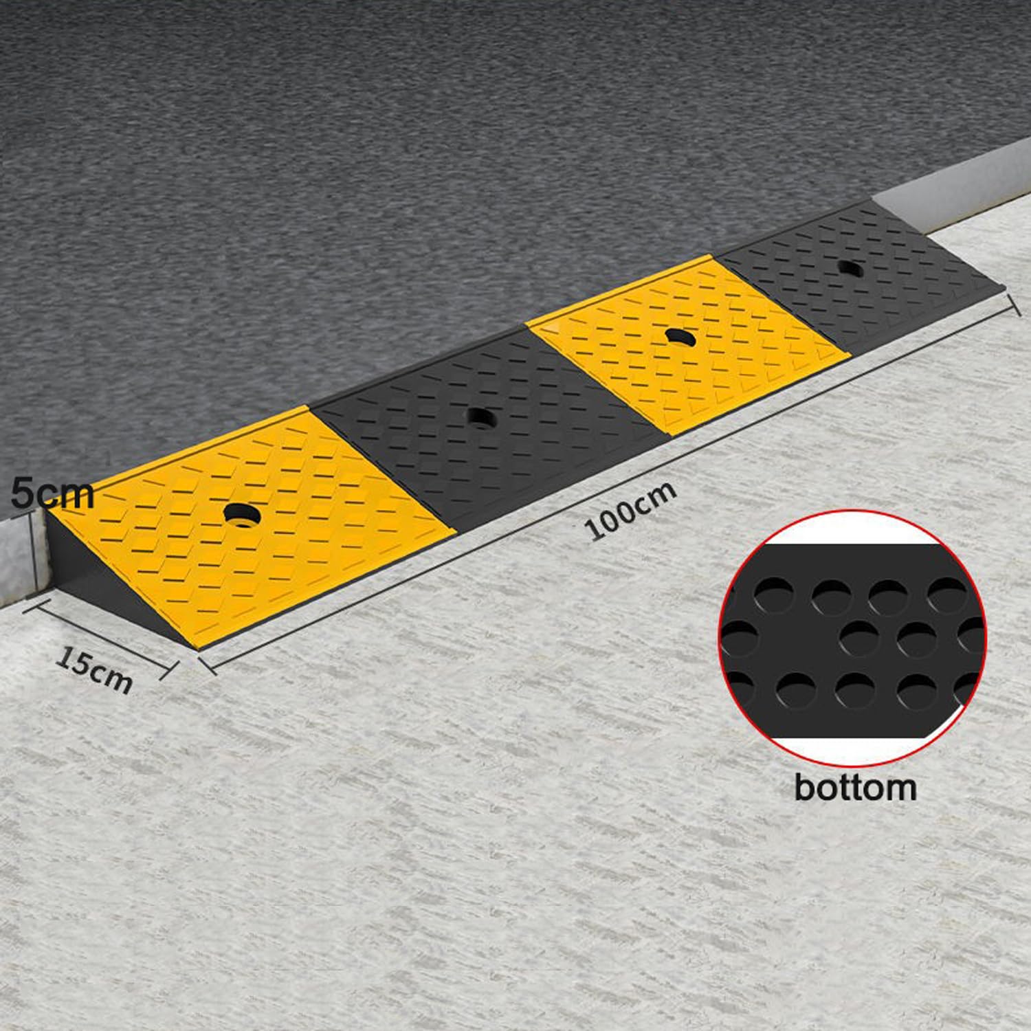 tonchean Rampa in gomma per marciapiede, altezza 5 cm, rampa per sedia a rotelle, 100 x 15 x 5 cm, rampa antiscivolo con 4 bulloni, per porte, garage, marciapiedi, bici, moto, camion, scooter