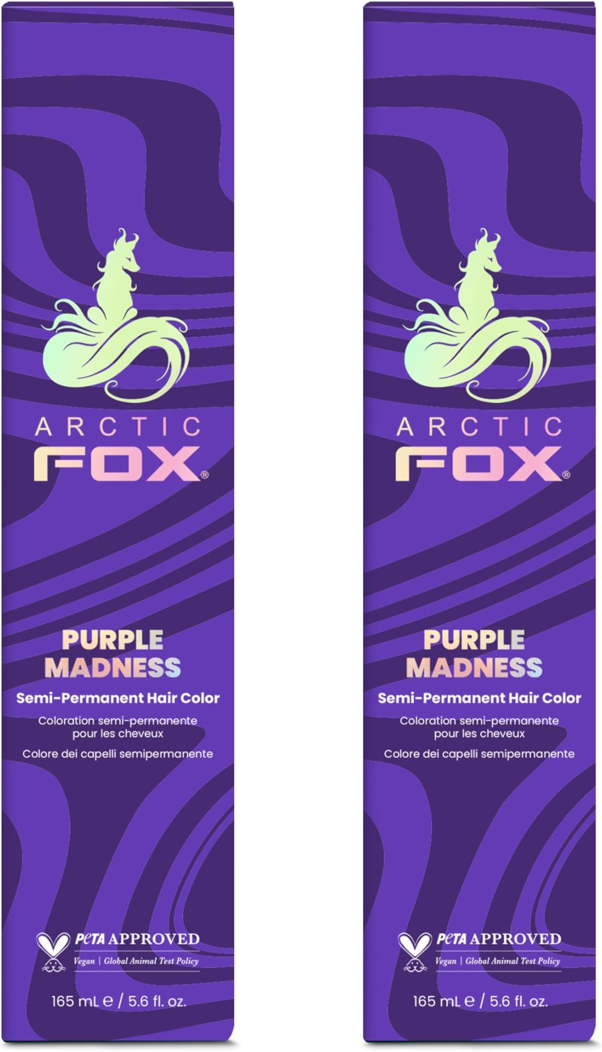 Arctic Fox Semi-Permanent Hair Color, Purple Madness, Vegan & Cruelty-Free, Ammonia-Free, Hydrating Formula, Vibrant Purple Hair Dye for All Hair Types,(Purple Madness 5.6 Fl Oz (Pack of 2)