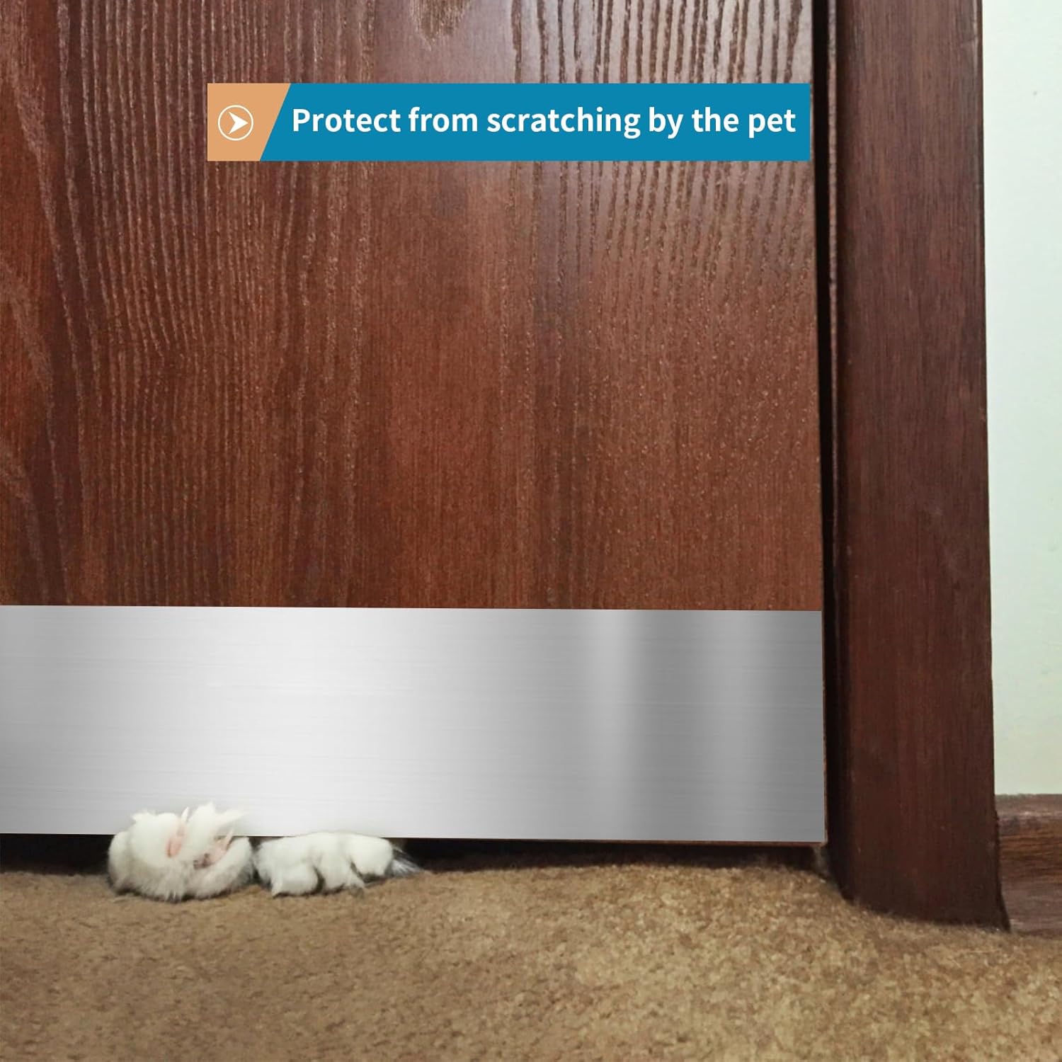 Stainless Steel Door Kick Plate, 6" x 30" Door Push Plate, Self Adhesive Kickplate for 32" Doors Interior or Exterior (Brushed Nickel)