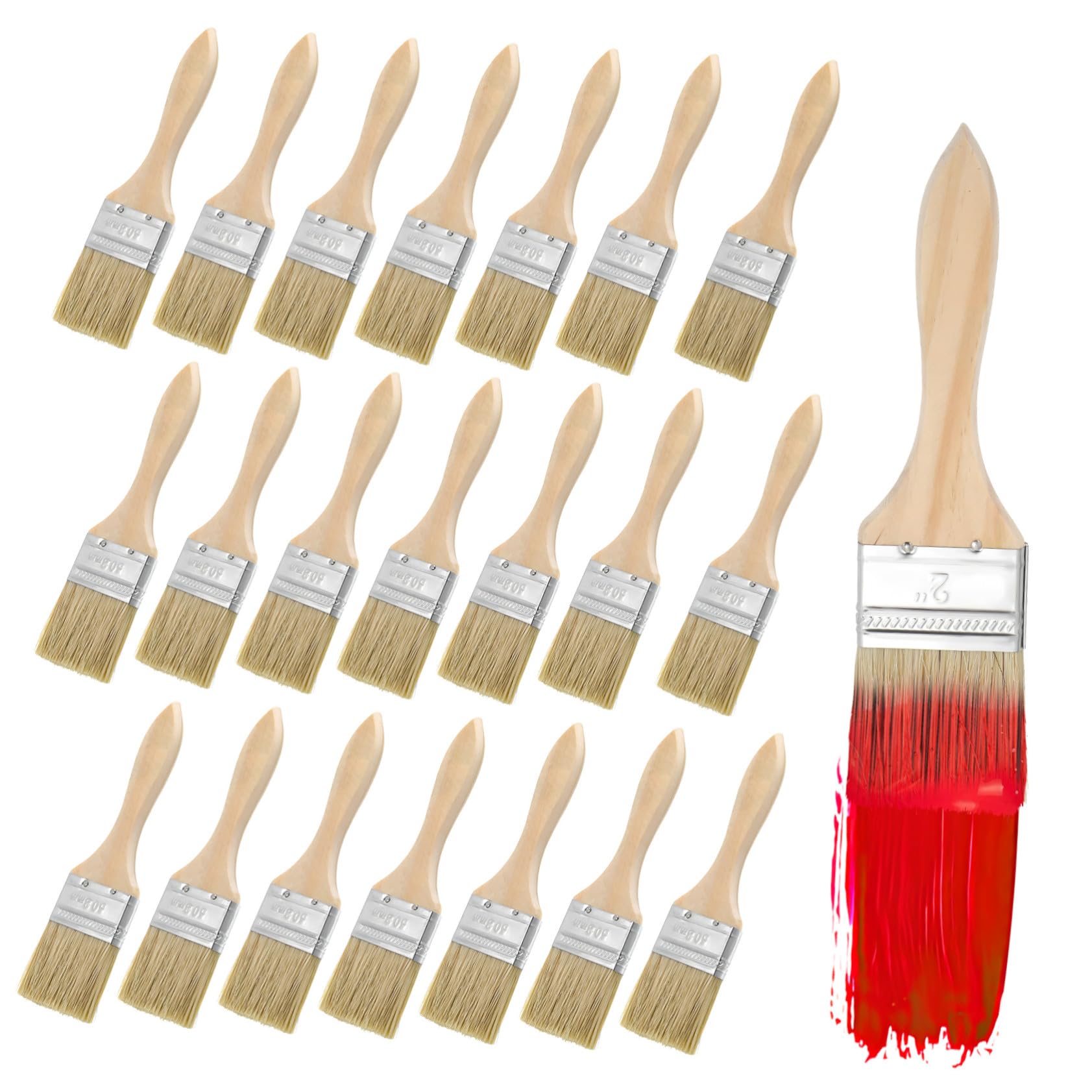 30 Stück Pinselset mit Kurzem Holzstiel Professionelle Flachpinsel für Präzises Streichen Blending Filament und Holz für Renovierung und Heimwerkerprojekte