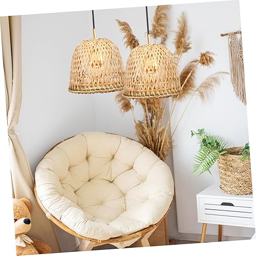 Vista 8 de COHEALI 2pcs bambú lámpara de mesa pantalla pequeña retro pantalla para colgar luz colgante