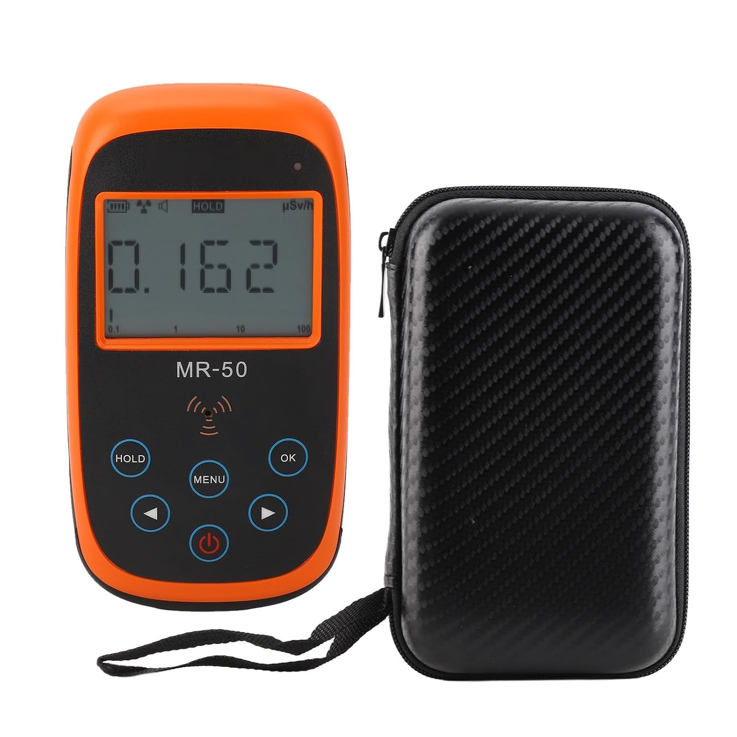 Nuclear Radiation Detector Professional Geiger Counter Radiation Dosimeter High Sensitivity Counting Tube Sensor Multiple Alarm Methods HD LCD Large Screen Display for Customs