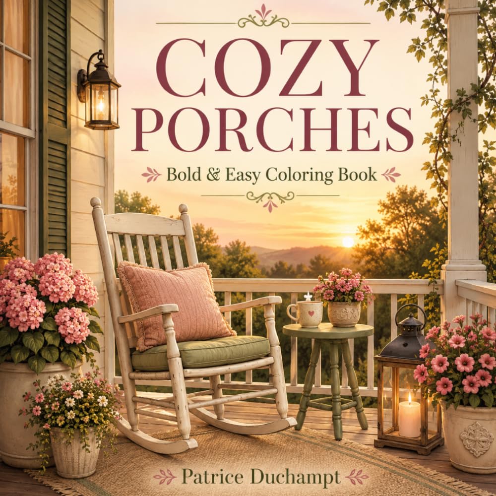 Cozy Porches: Bold & Easy Coloring Book