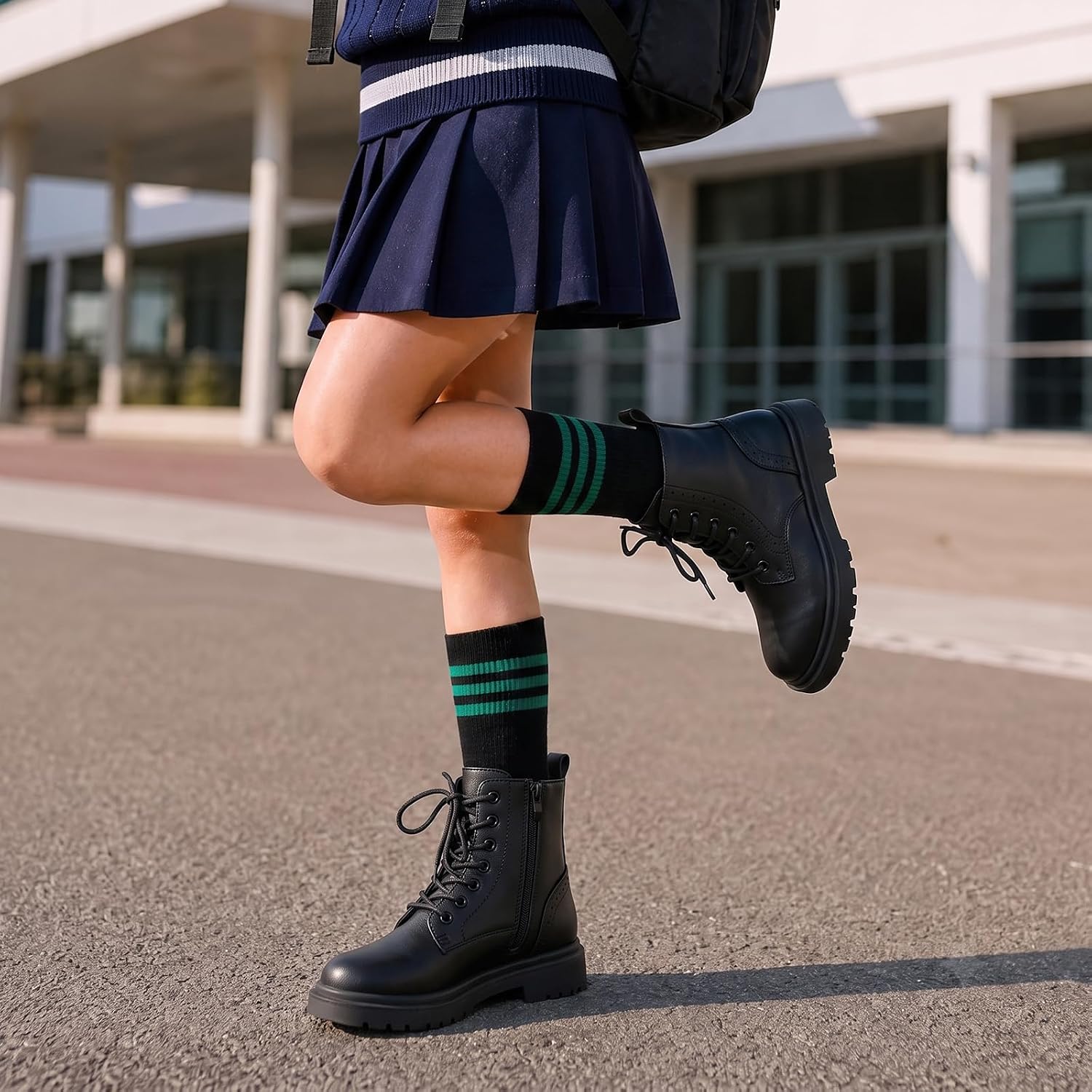 Athlefit Boys Girls Combat Boots Kids Booties with Zipper