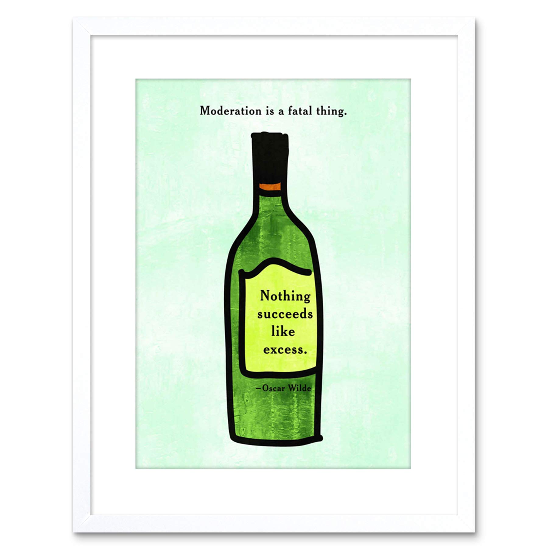 Wee Blue Coo QUOTE OSCAR WILDE MODERATION FATAL SUCCEED EXCESS FRAMED PRINT F97X4071