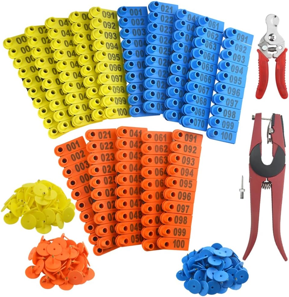 WMYCONGCONG 300 PCS 1-100 Number Plastic Livestock Ear Tag Animal Tag