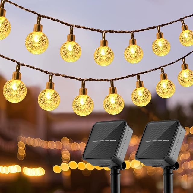 [2 Pack]160 LED Solar String Lights Outdoor Garden Total 118FT Solar Fairy Lights with 8 Modes Waterproof Outdoor String Lights Crystal Ball Decorative Light for Garden Patio Yard Balcony Party