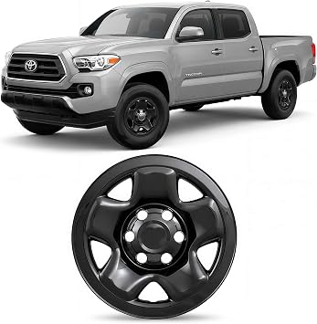 16 Inch Glossy Black Wheel Skins Compatible with 2005-2024 Toyota Tacoma, ABS+PC 5-Spoke Wheel Covers for Factory Steel Wheels, Replace 42601-AD041, Set of 4