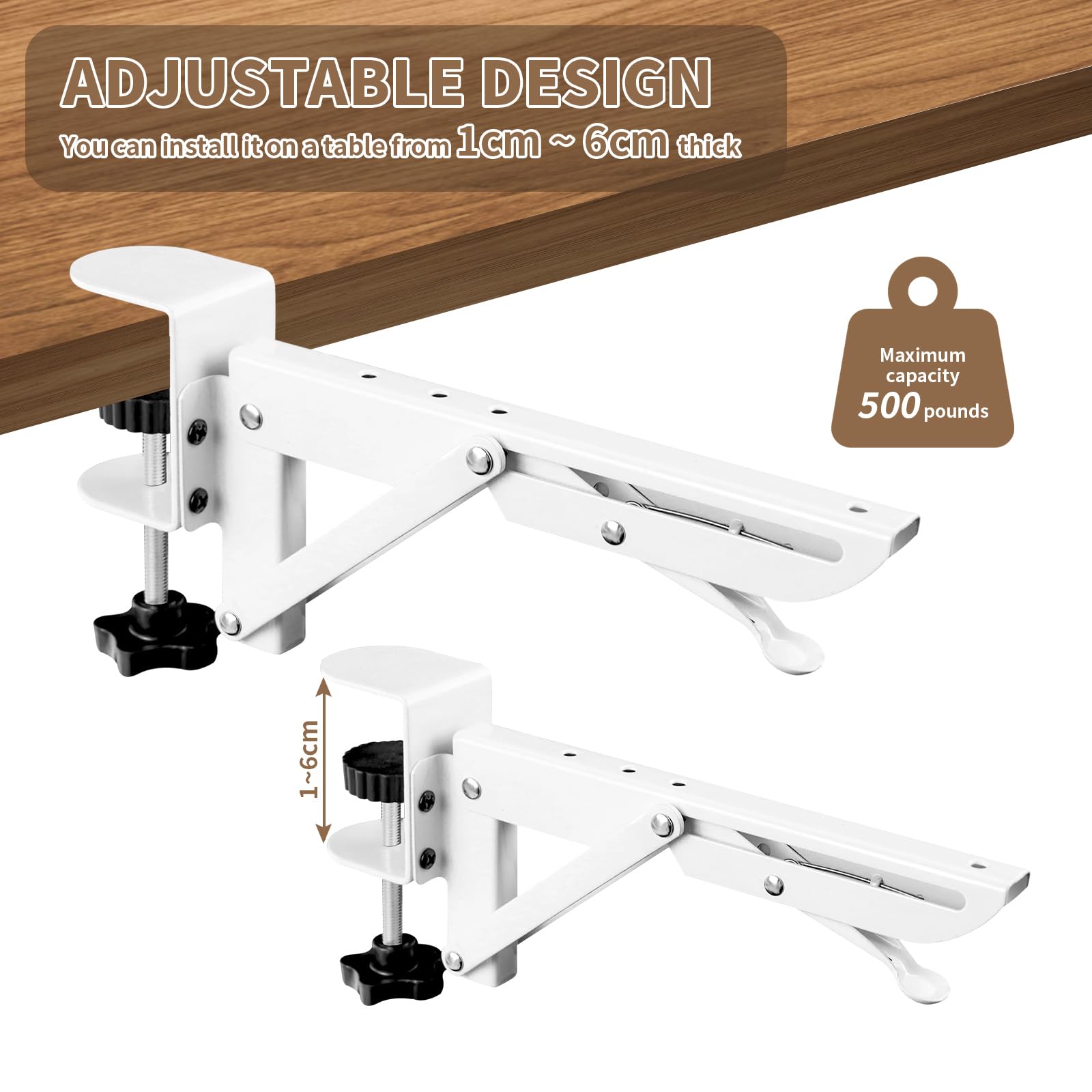 Bandeja Teclado Bajo Mesa, Soporte Teclado Ordenador sin Taladrar, Bandeja Teclado con Pinza en C Ajustable, Bandeja Extraible Escritorio Silencioso, Bandeja Para Teclado Ergonómico, 2 Piezas