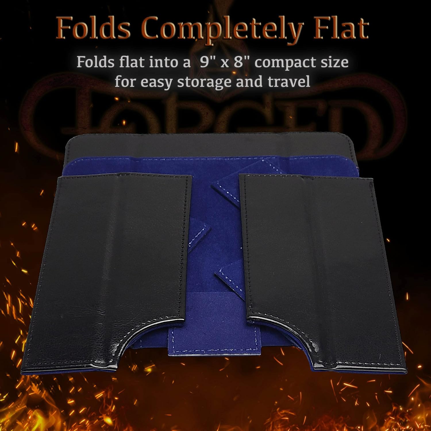 Forged Dice Co. The Keep Compact Foldable Dice Tower with Dice Tray - Strong Magnetic Fittings - Snap-Free Design - Ideal for RPG Players and Dungeon Masters - Easily Store and Transport - Blue
