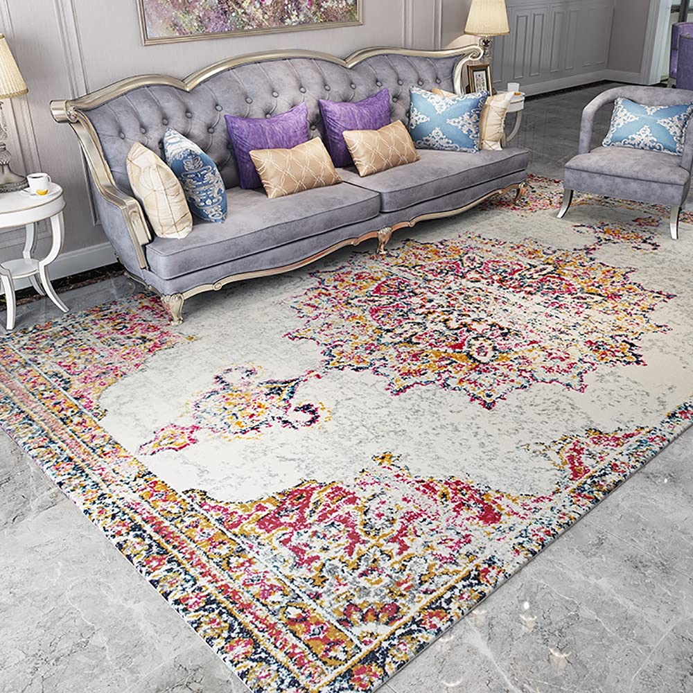 Tapis abstrait rouge et doux : la solution idéale lavable pour les grands salons