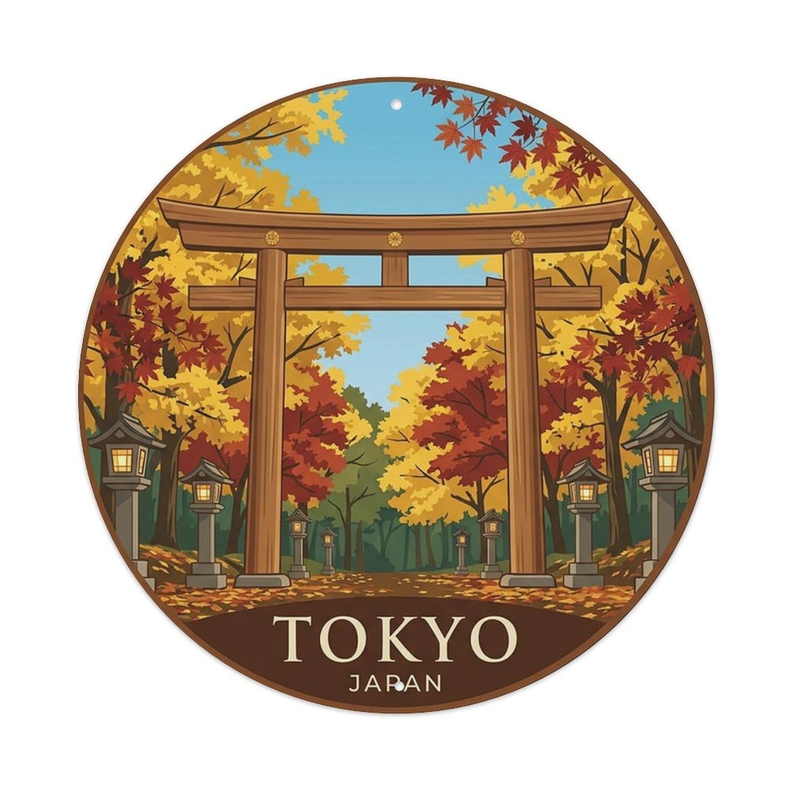 Tokyo Japan Woodblock Travel Vintage Cultural Landmark Metal Tin Sign
