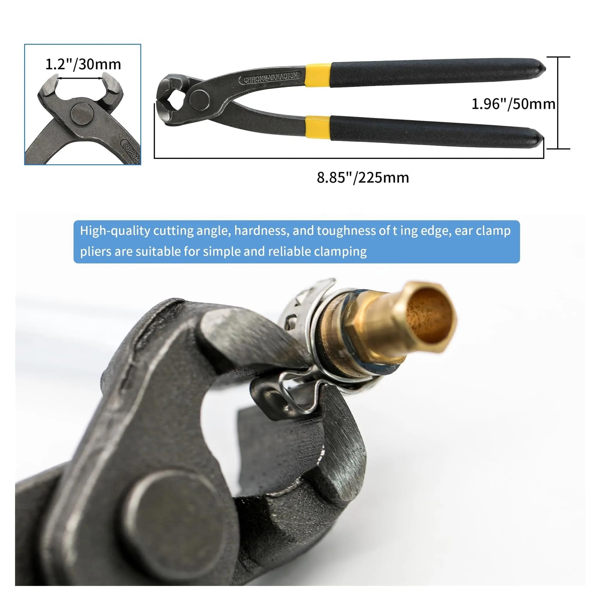 Kit surtido de 145 abrazaderas de manguera de una sola oreja sin escalonamiento de 6-23,5 mm, de acero inoxidable 304, + 1 alicate for abrazadera de manguera.(145PCS with plier)