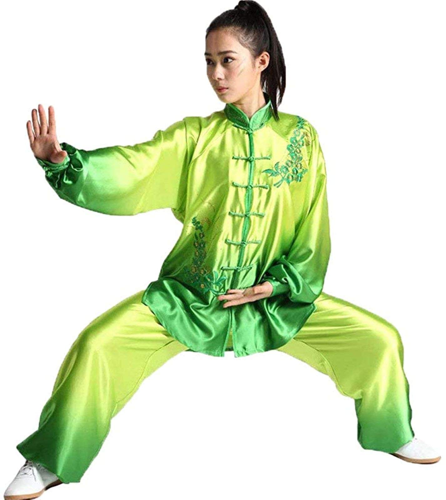 Tai-chi jednolity strój damski-chińskie sztuki walki Taiji Wushu Wing Chun Shaolin Odzież treningowa do Kung Fu Gradient Gradientowy zestaw z długim rękawem, D-XXL