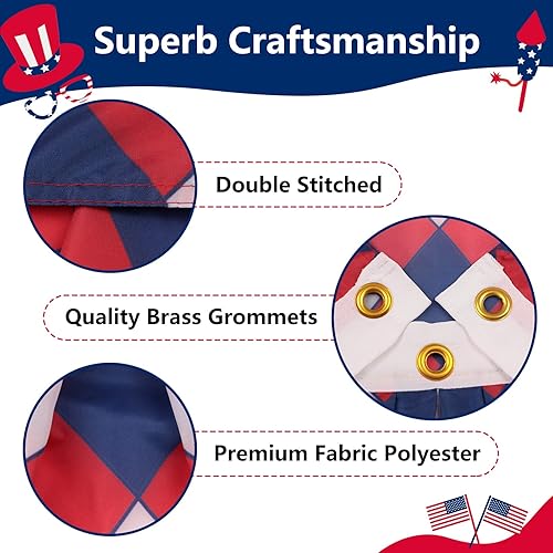 Miniatura 3 de Arosche Banderas para fanáticos del 4 de julio, pancarta de 1.5 x 3 pies, Día de la Independencia de Estados Unidos, decoración patriótica de