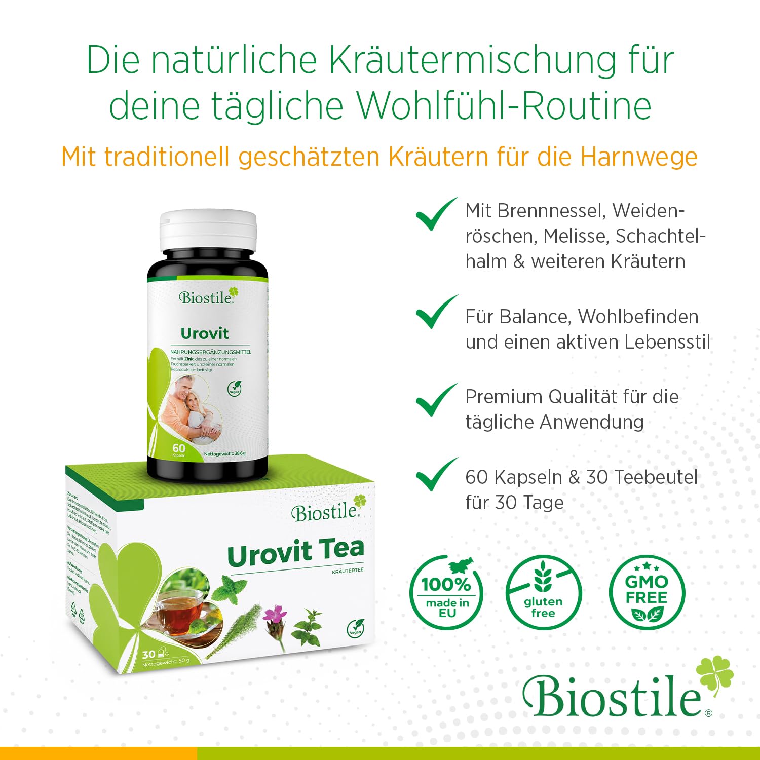 Urovit Complet | Kapseln & Kräutertee für Männer