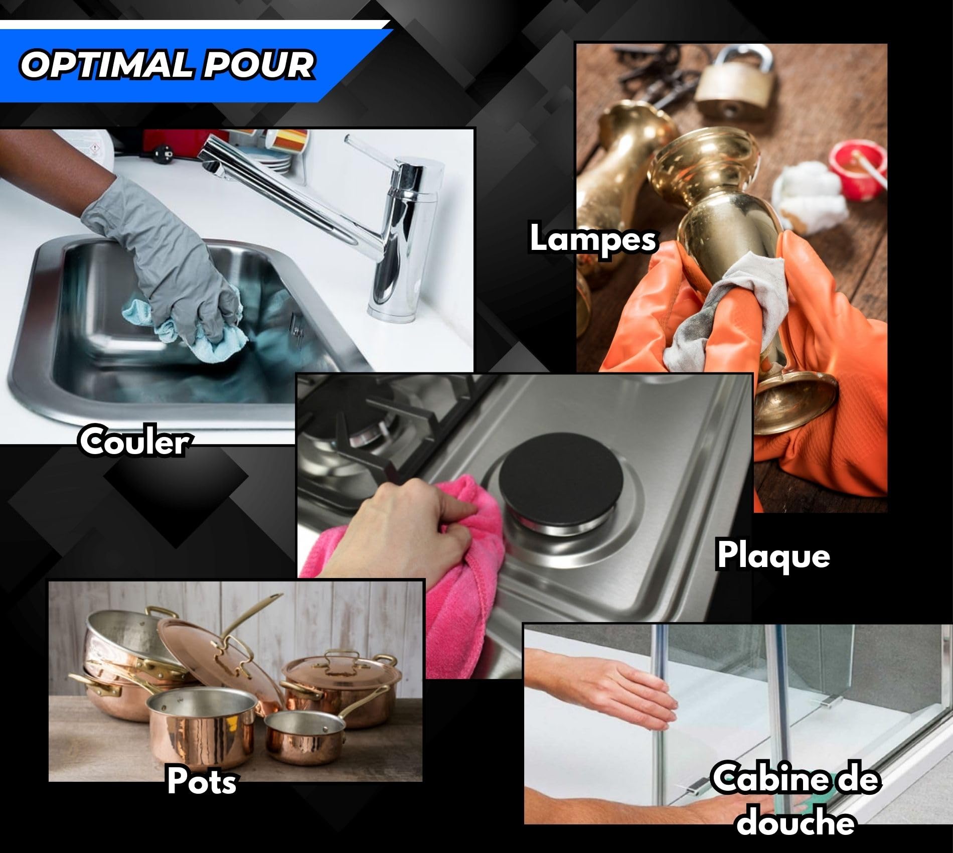 Kit 3 Polissage Métal Lux Metal Polish A-B-C 250g - Pâtes Abrasives Pour Inox, Aluminium, Chrome Et Carrosserie