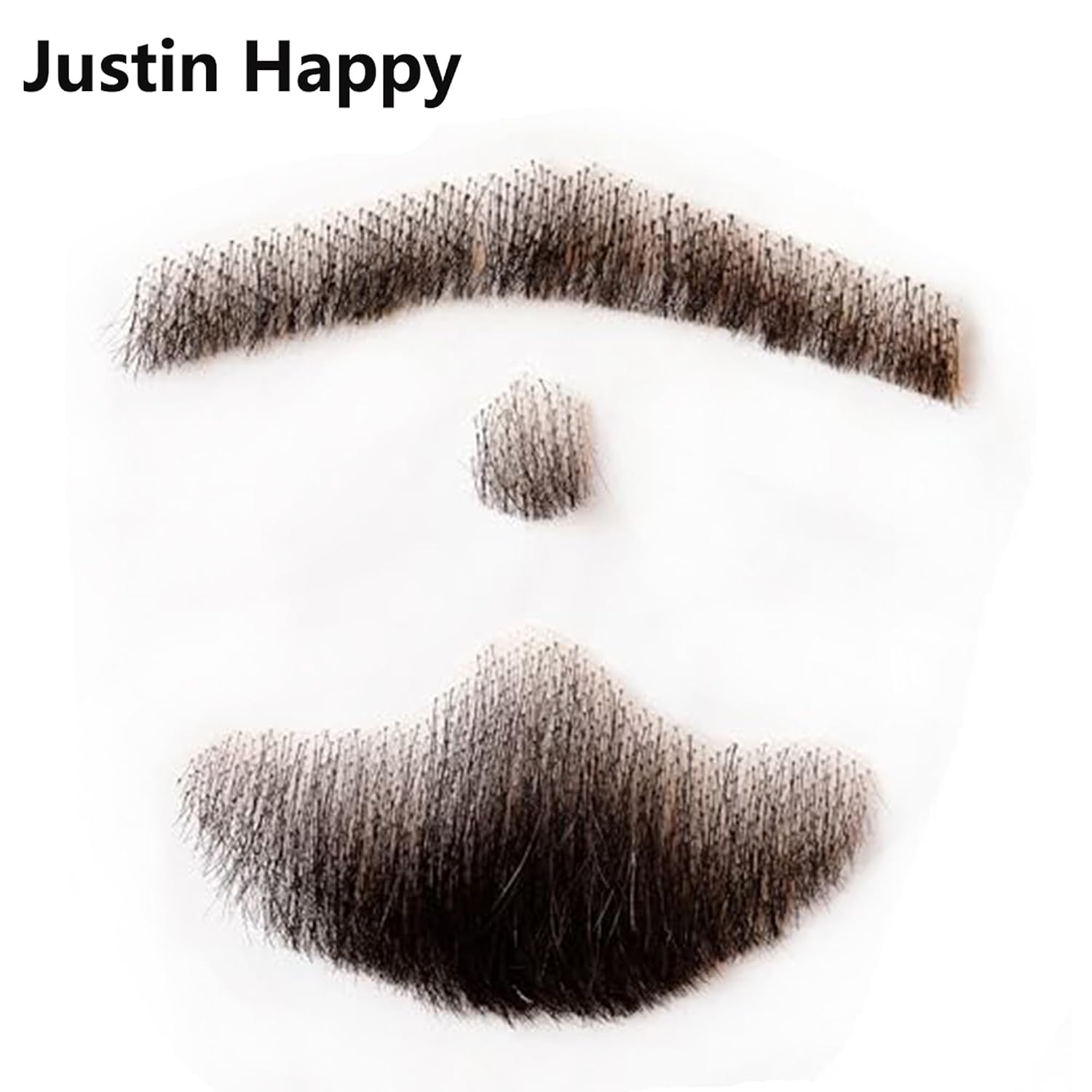 False Mustaches Human Hair Fake Beard for Men One Pair Fake Mustache Chevron Fake Goatee Realistic False Facial Hair Lace Beards for Halloween Funny Cosplay Costume Party (Black Brown)