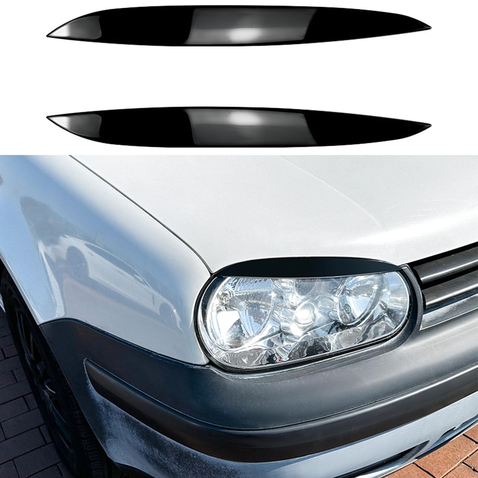 YPFYBHD Compatible with VW Golf 4 Golf4 MK4 1997-2002, 1 Pair Car Headlight Eyebrow Eyelid Lamp Car Evil Eye Car Sticker Exterior Accessories Modification,Black