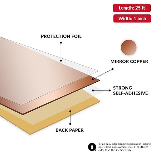 Miniatura 8 de Mirror Gold Edge Banding 34 pulgadas x 25 pies - Adhesivo fuerte para despegar y pegar, fácil aplicación, cinta de borde de aluminio flexible y