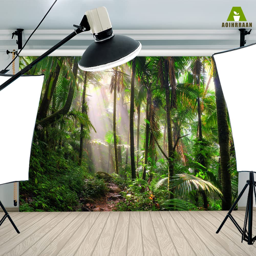 Fond Photo Forêt Verte 2.5x1.8m - Toile Vinyle Ruisseau Jungle Pour Shooting Bébé Et Fêtes Thème Forêt