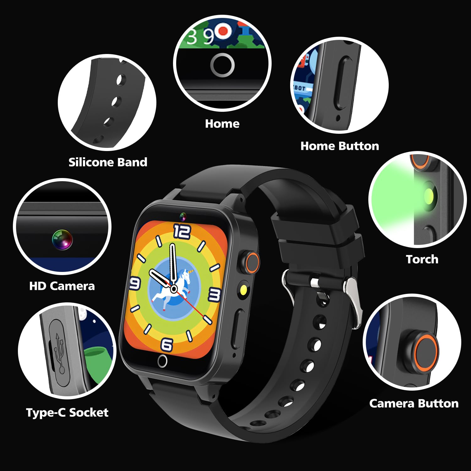 aswan watch Montre Enfant, Jouet Enfant, Montre Connectée Enfant - 26 Jeux, Caméra, Vidéo, Apprendre l'heure, Cadeau pour Fille Garçon