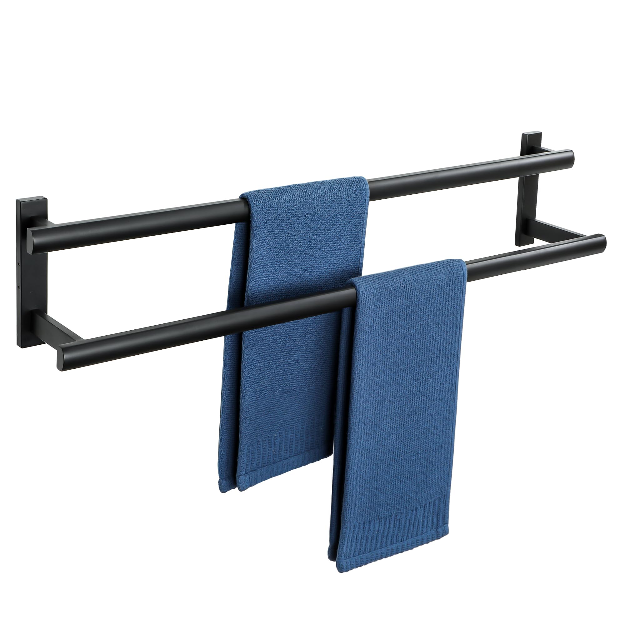 SAYAYO Double Towel Bar for Bathroom, 31.5 Inch Matte Black Bath Towel Rack Towel Holder Wall Mounted, SUS304 Stainless Steel