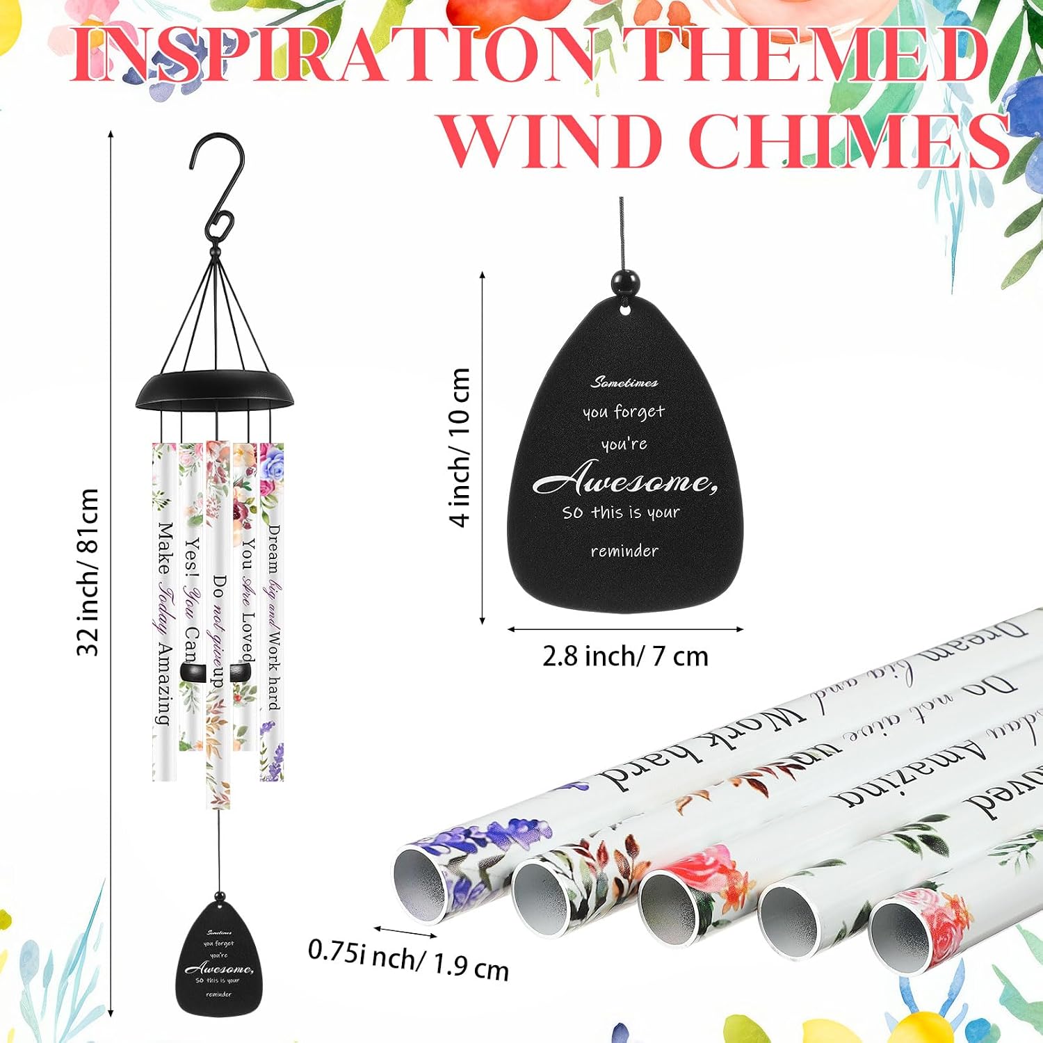 Sometimes You Forget You're Awesome Gifts for Women Large 32in Inspirational Wind Chimes Thank You Appreciation Gift for Mother's Day Graduation Boss Teacher Coworkers Employee Pastor Friend