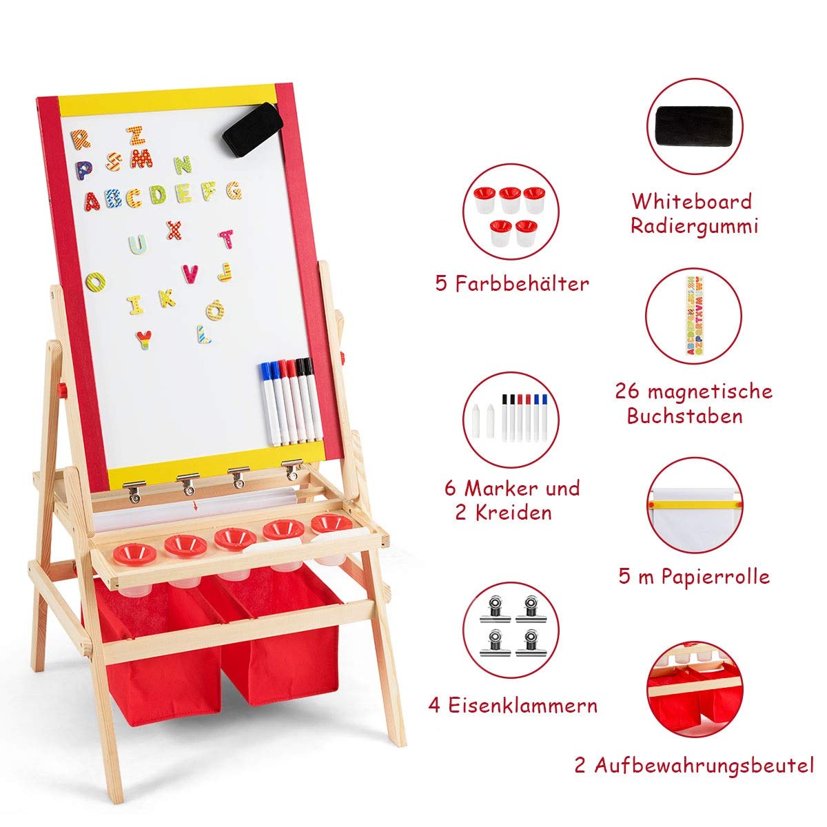 GOPLUS Caballete Infantil de Doble Cara con Soporte Ajustable