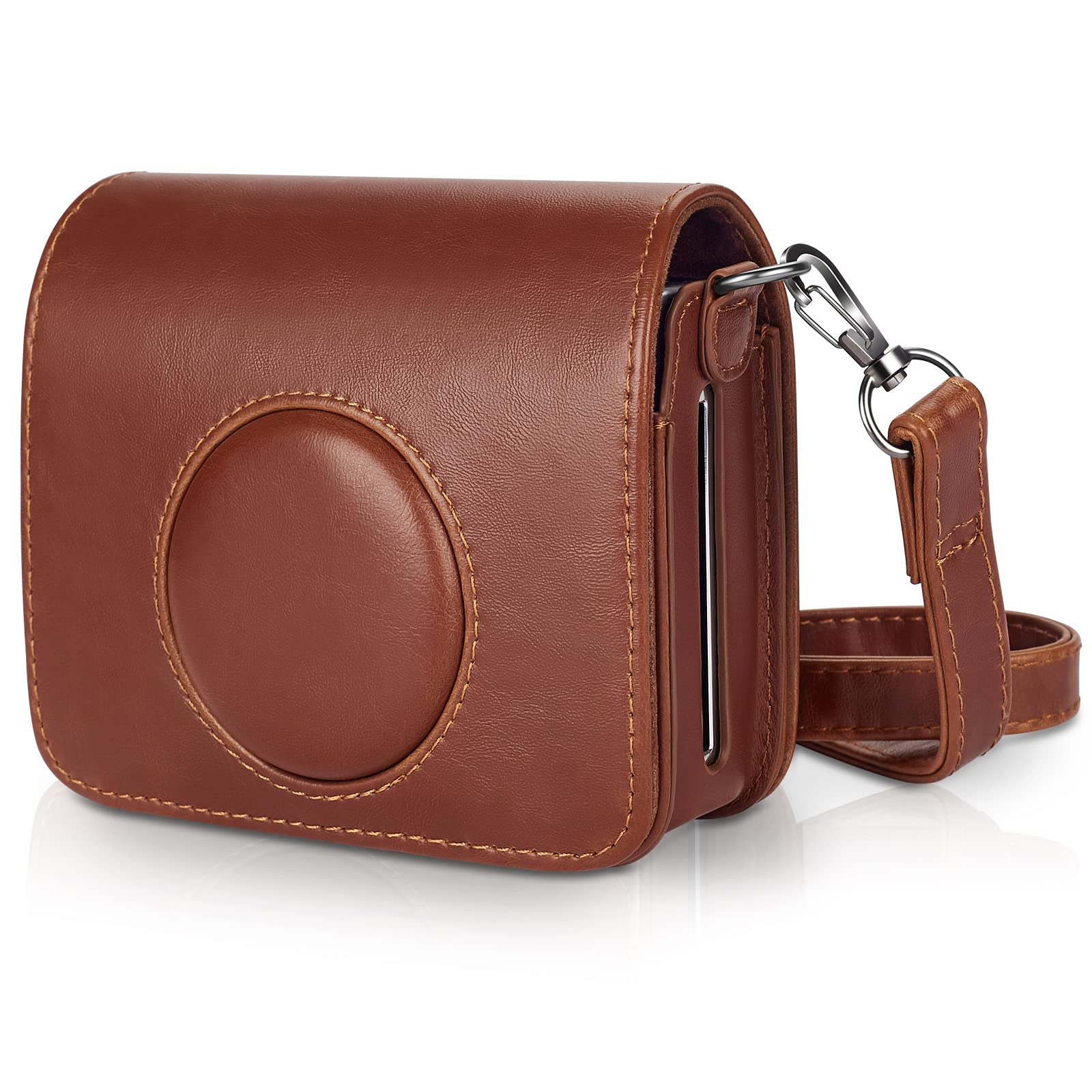 Phetium Protective Case Compatible with Fujifilm Instax Mini EVO Hybrid Instant Camera-PU Leather Bag with Adjustable Shoulder Strap (Brown-I)
