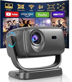 Beamer 4K,5G WiFi Bluetooth,26000 Lumen Smart Projektor Elektrischer Fokus/Trapezkorrektur,180°Drehbar Projektor,Beamer Heimkino 220 '' Display für IOS/Andriod/Fire Sticks/Laptops/PS5