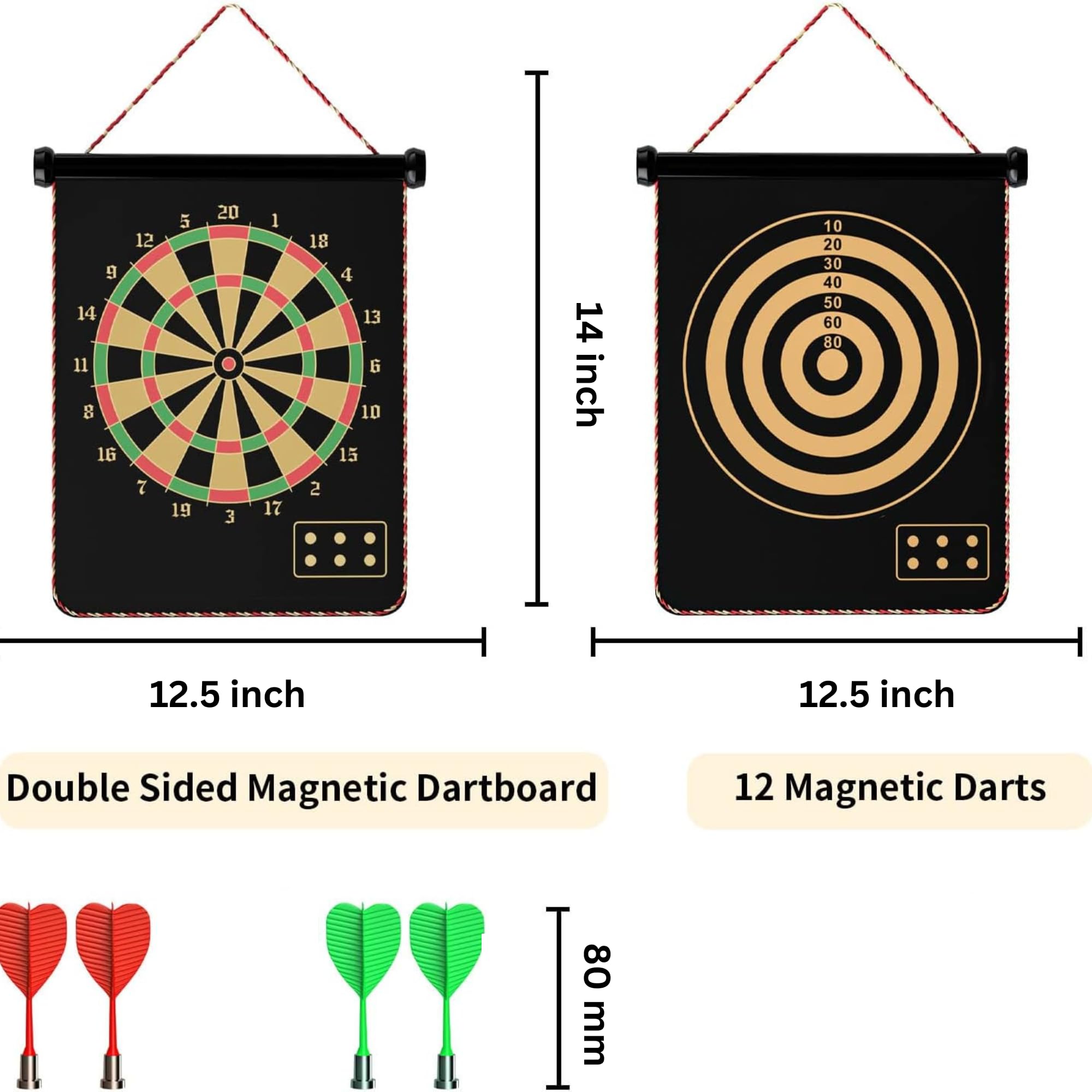 Vibgyor Vibes Double-Sided Portable, Foldable Magnetic Dart Board with Non-Pointed Darts – Multicolor Dart Board with 4 Darts (14 Inches) 4