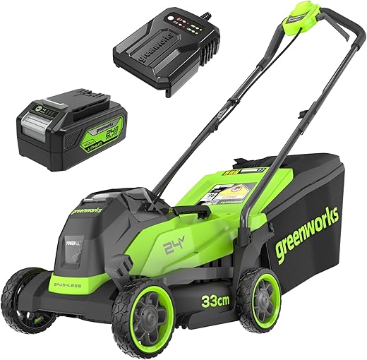 Greenworks 24V Cordless Lawnmower with Brushless Motor for Smaller Lawns up to...