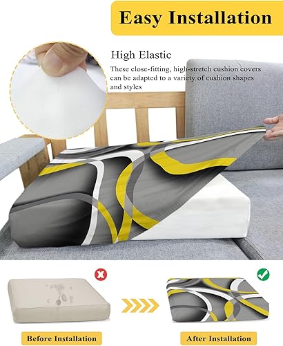Miniatura 5 de Modern Geometric Couch Cushion Covers, Sofa Cover Sofa Furniture Protector Slipcover with Bottom Tie Rope, Soft Non-Slip for Chair Bench Settee