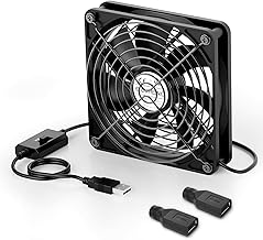 ELUTENG USB Fan, 4.7 inches (12 cm) with 2 DC Adapters, Cooling Fan, 1500 RPM, USB Fan, 3 Levels Adjustment, 5V, Quiet, Thin, 7 Blades, Long Life, Compatible with Desktop PC, Game Consoles, Routers