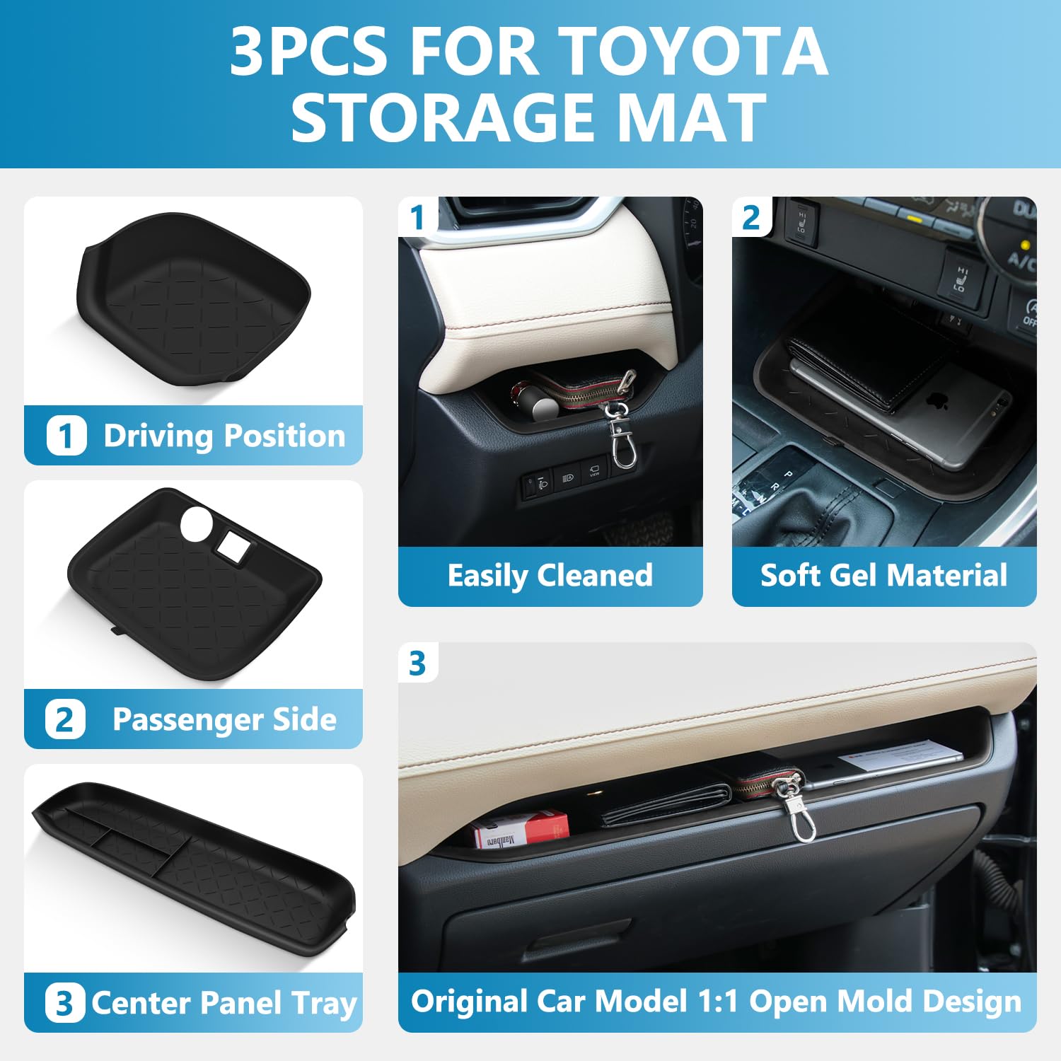 Noir 2 - Boîte De Rangement Pour Tableau De Bord, Pour Toyota Rav4 2019 2020 2021 2022 2023 Console Centrale Plateau Cache Derriere L Ecran Organisateur D Accessoires 2432571659 Ml