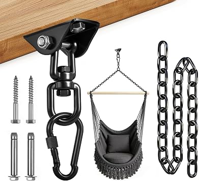 YOSE 2 Pack 25in Hanging Chair Chain with 4 Carabiners, 500LB Capacity Hanging Kits Heavy Duty Hanging Chair Hardware for Hammock Swing Punching Bags Sandbag