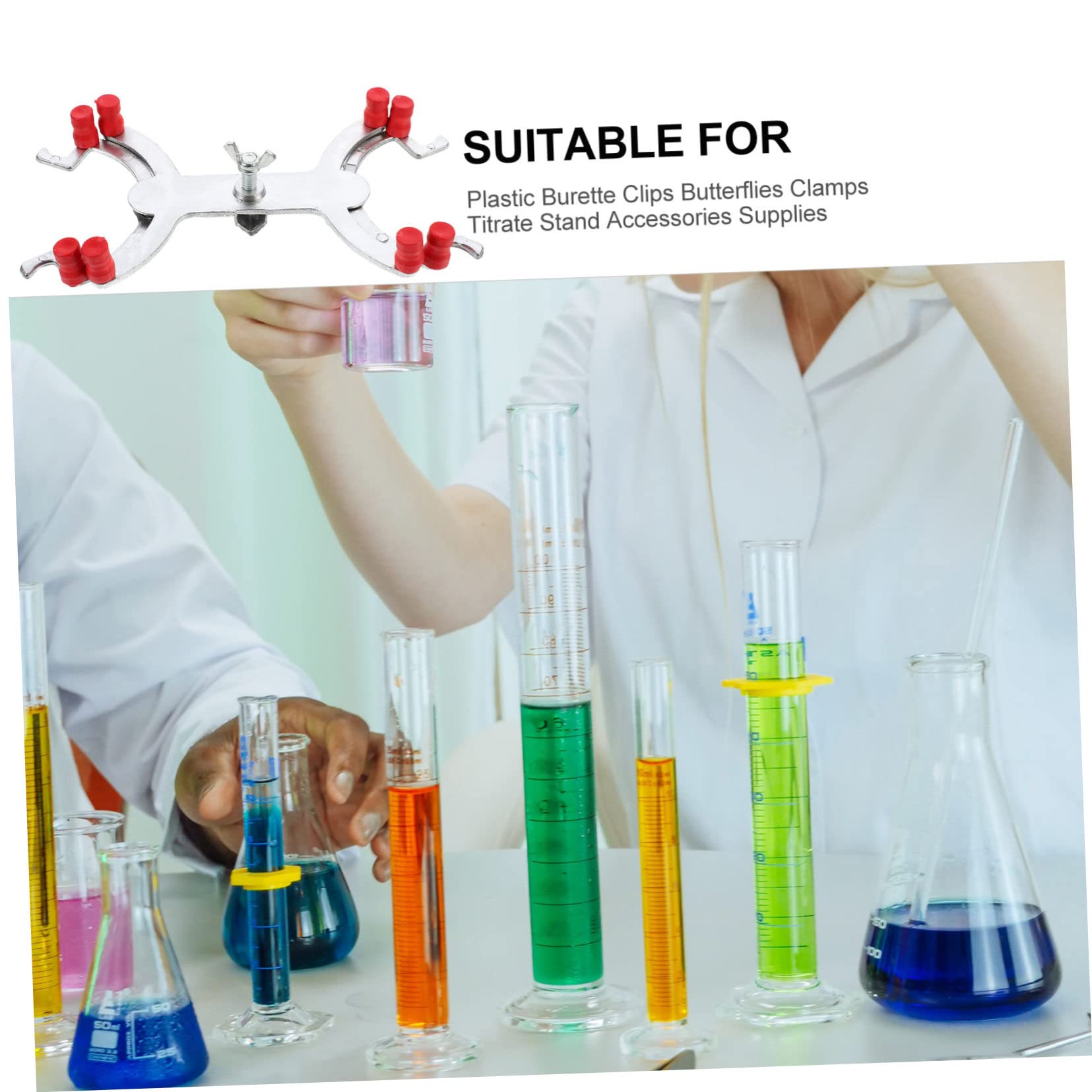 Cabilock 5 Pezzi Morsetto Buretta in Alluminio Resistente per Laboratorio Clip di Fissaggio per Tubi da Titolazione Supporto Compatibile per Esperimenti Scolastici e Scientifici