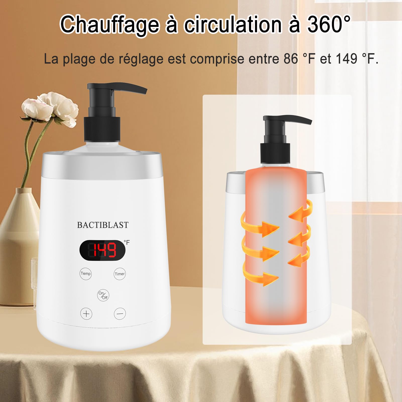 Chauffe huile de massage professionnel avec deux distributeurs et affichage LCD pour spa, salon, maison
