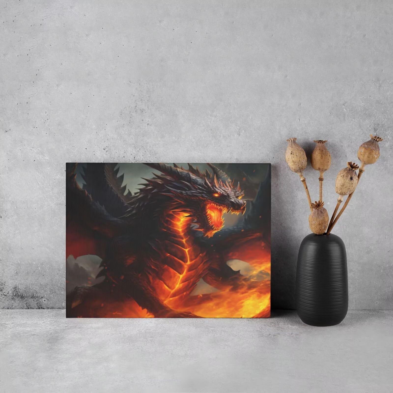 Kit per pittura con numeri per adulti, drago di fuoco, pittura di animali con numeri per principianti, pittura acrilica a numero, kit per decorazione da parete, 105 x 80 cm, senza