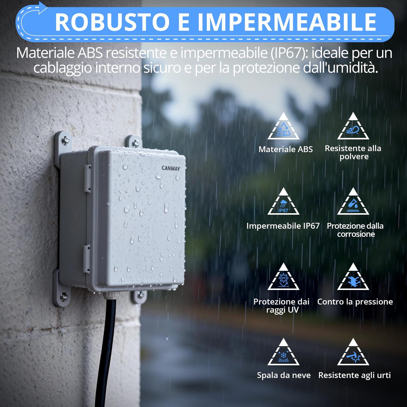 CAMWAY Scatola di Giunzione Impermeabile per Esterni IP67,Alloggiamento in Plastica ABS, Scatola Impermeabile Completa di kit Accessori di Montaggio,30 * 20 * 16CM,Coperchio Opaco