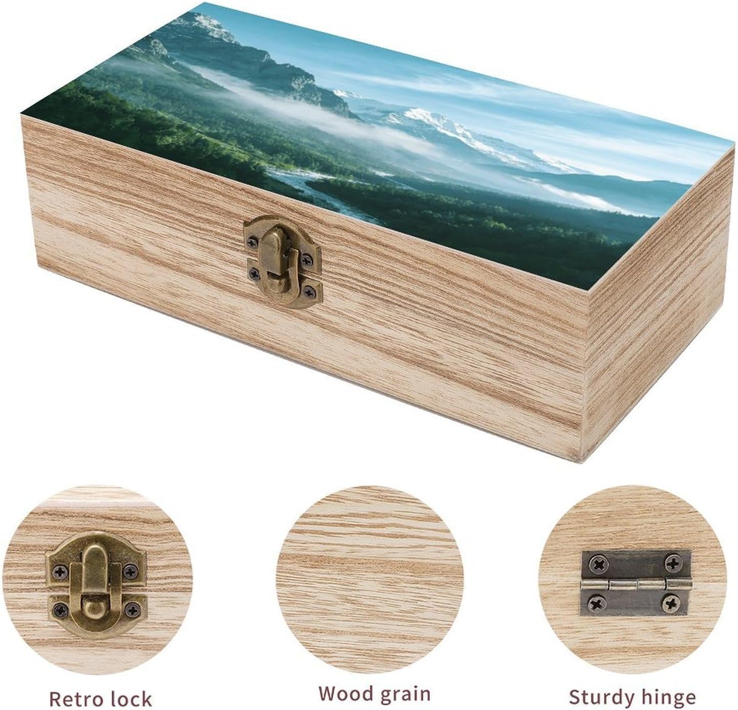Mountain Cyan Wood Box Rectangular Organizer Box image 3