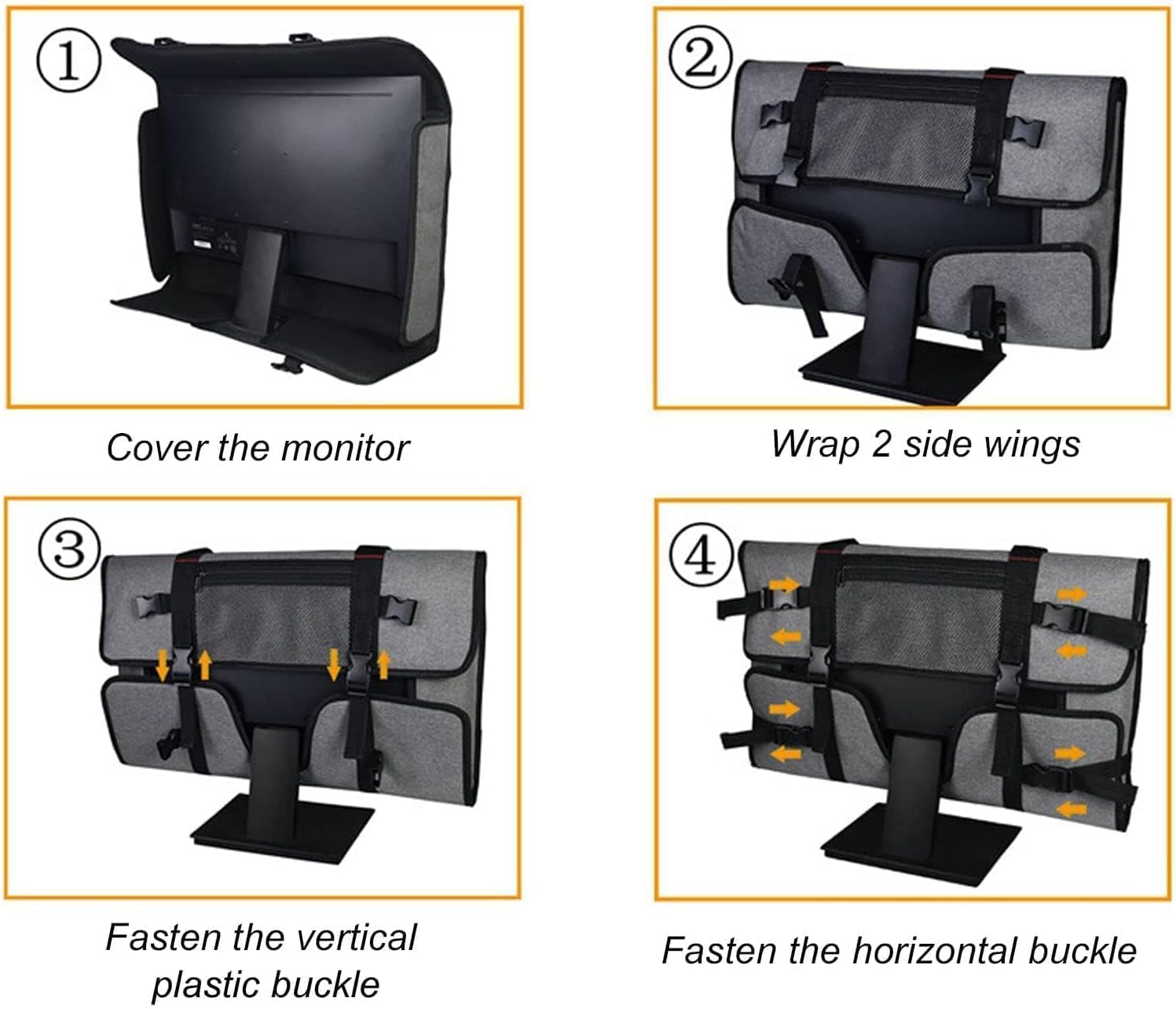 Travel Carrying Bag Compatible with 24" Desktop Computer, Protective Case Monitor Dust Cover, Monitor Carrying Case with Handle, Pockets for 24" Screen and Accessories(Black)
