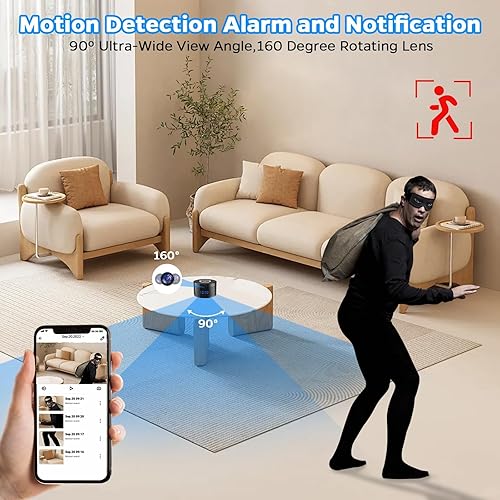 Miniatura 3 de Cámara interior con reloj y carga inalámbrica, cámaras WiFi 1080P para el hogar, cámara de seguridad con detección de movimiento, visión nocturna,