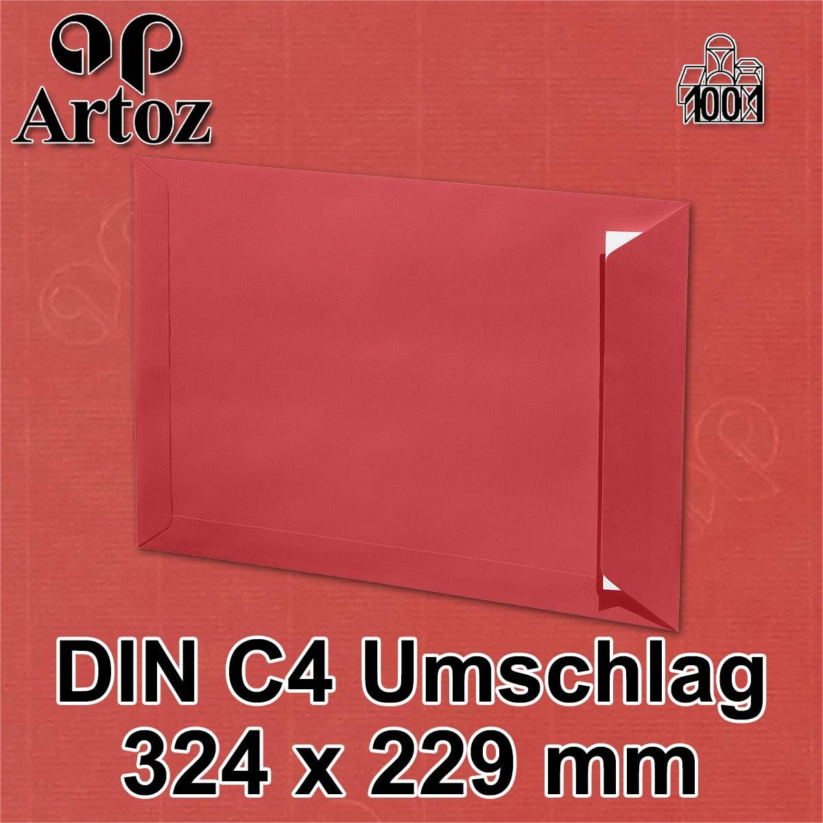 Artoz 1001 DIN C4 Envelopes 100 g/m² // Parent Pack of 10 517 - Rot, 517 Red, 10 pieces - Image 3