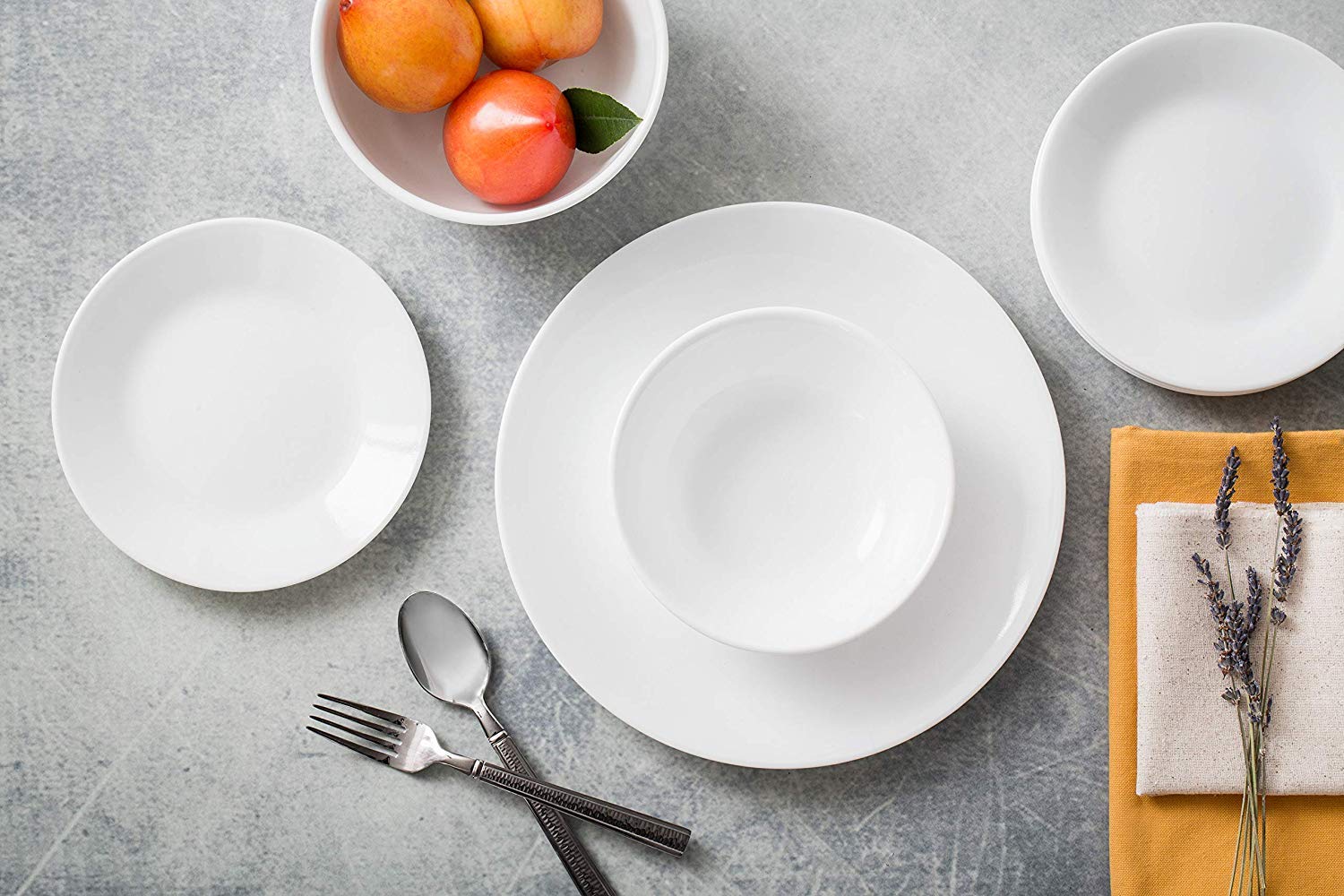 Vajilla De Porcelana Blanca De 12 Piezas – Set De Servicio Para 4 Personas Con Diseño Acanalado, Apto Para Microondas Y Lavavajillas