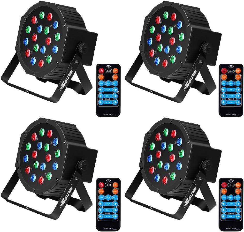 4 Pack Stage Lights 18 LED DJ Lights RGB Par Lights