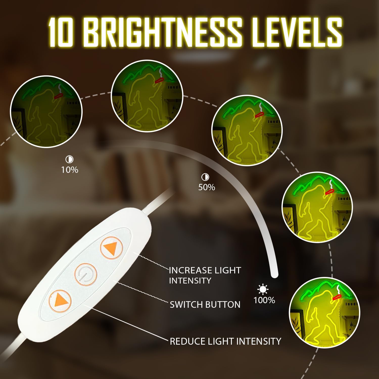 Bigfoot Neon Sign Sasquatch Neon Lights Sign for Room Dimmable Relax LED Neon Signs for Man Cave Bar Club Party Bigfoot Light Up Sign Funny Neon Wall Art Cool Gifts for Men Adults Fans - Image 6