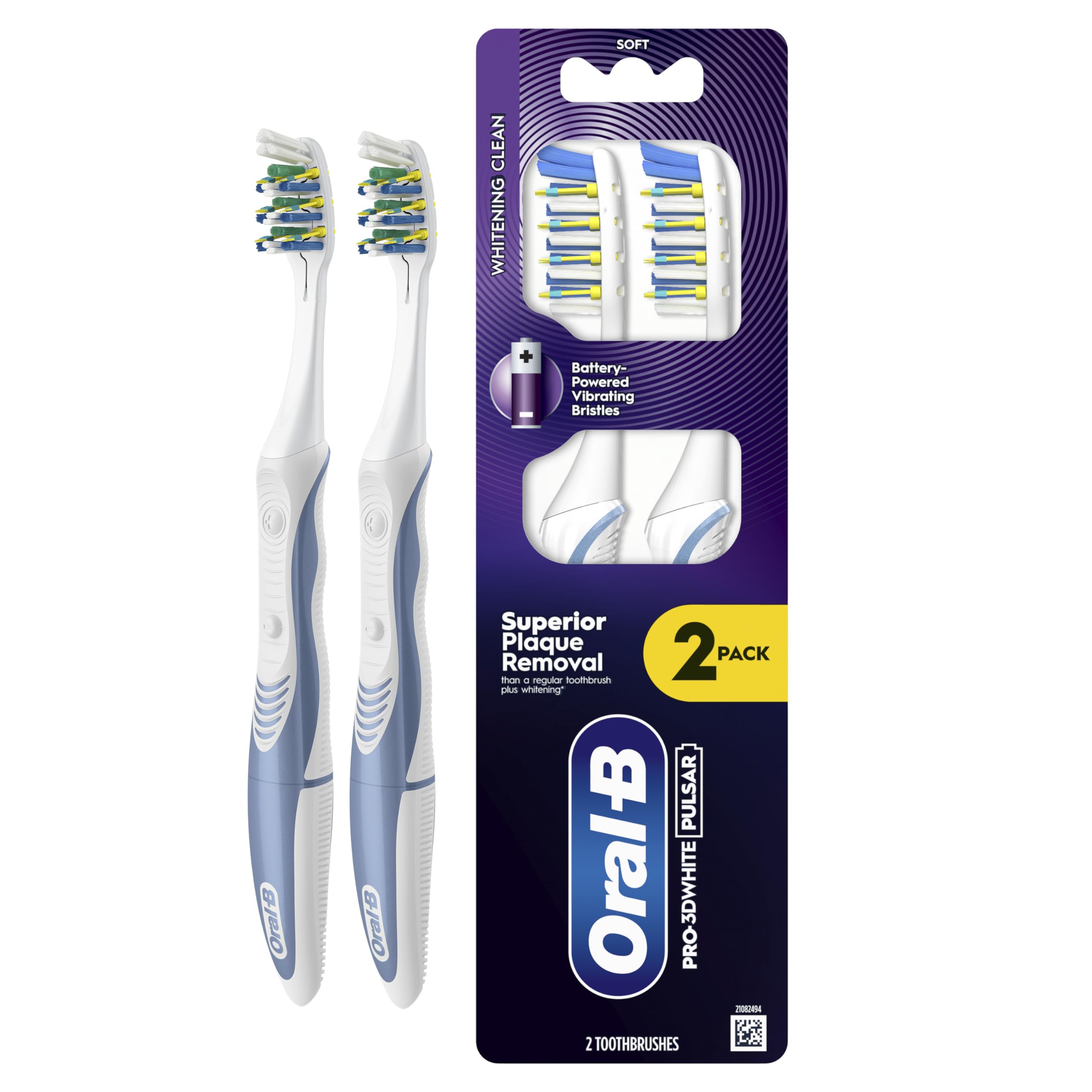 Oral-B Unisex White Pro-3D Pulsar Battery-Powered Toothbrush X 2