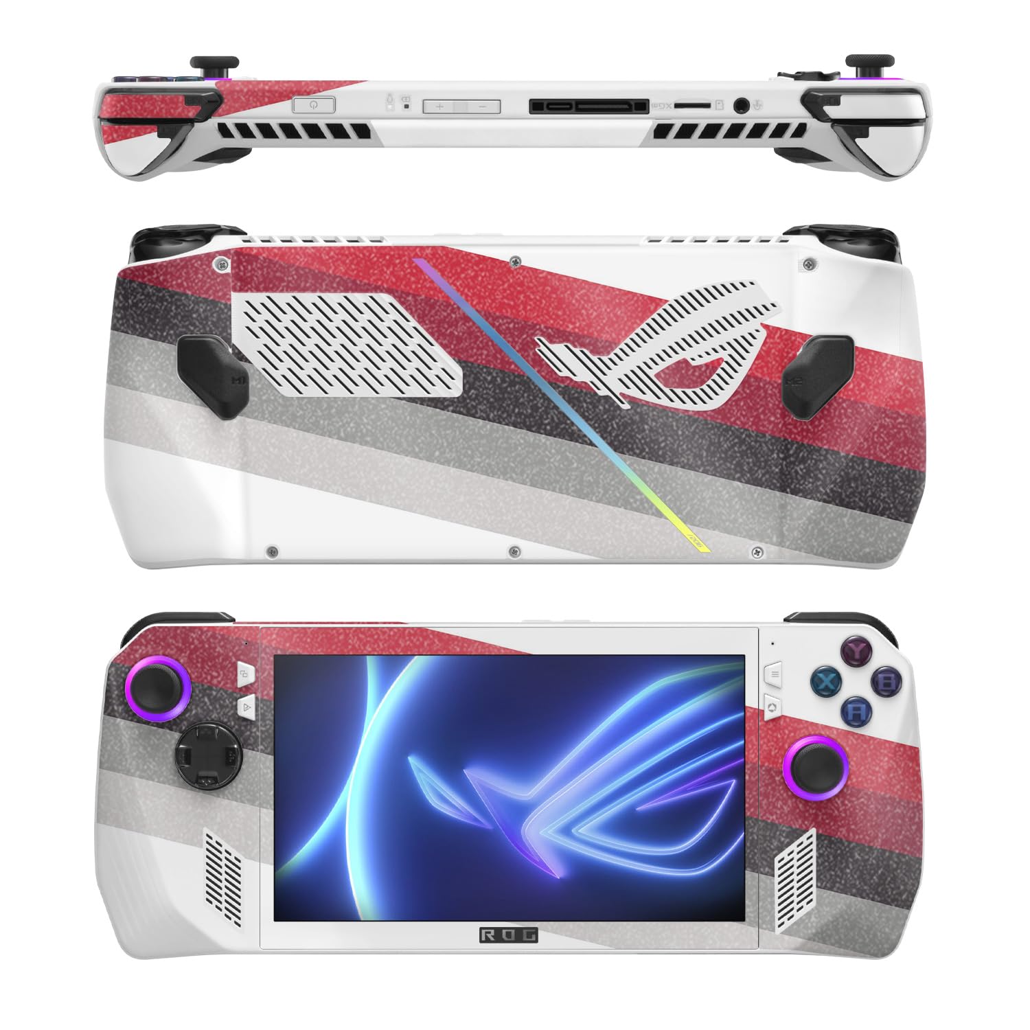 MightySkins Glossy Glitter Skin Compatible with Asus ROG Ally - Slant Stripes | Protective, Durable High-Gloss Glitter Finish | Easy to Apply